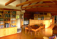 Living room, dining room and kitchen