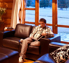 Relaxing in the lounge